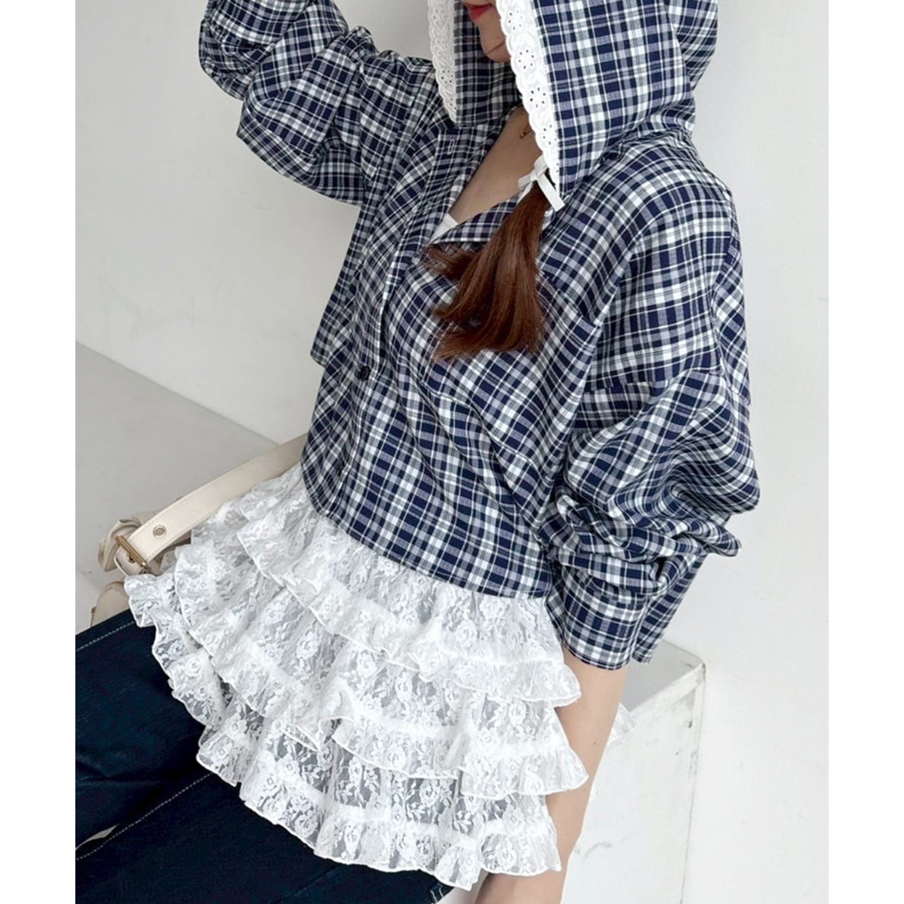 one after another】フード付きチェックシャツ[品番：NCLW0016231