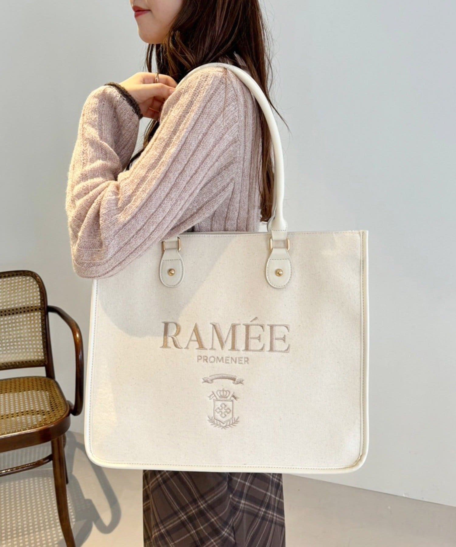 one after another】キャンバス刺しゅうトリミングトート[品番