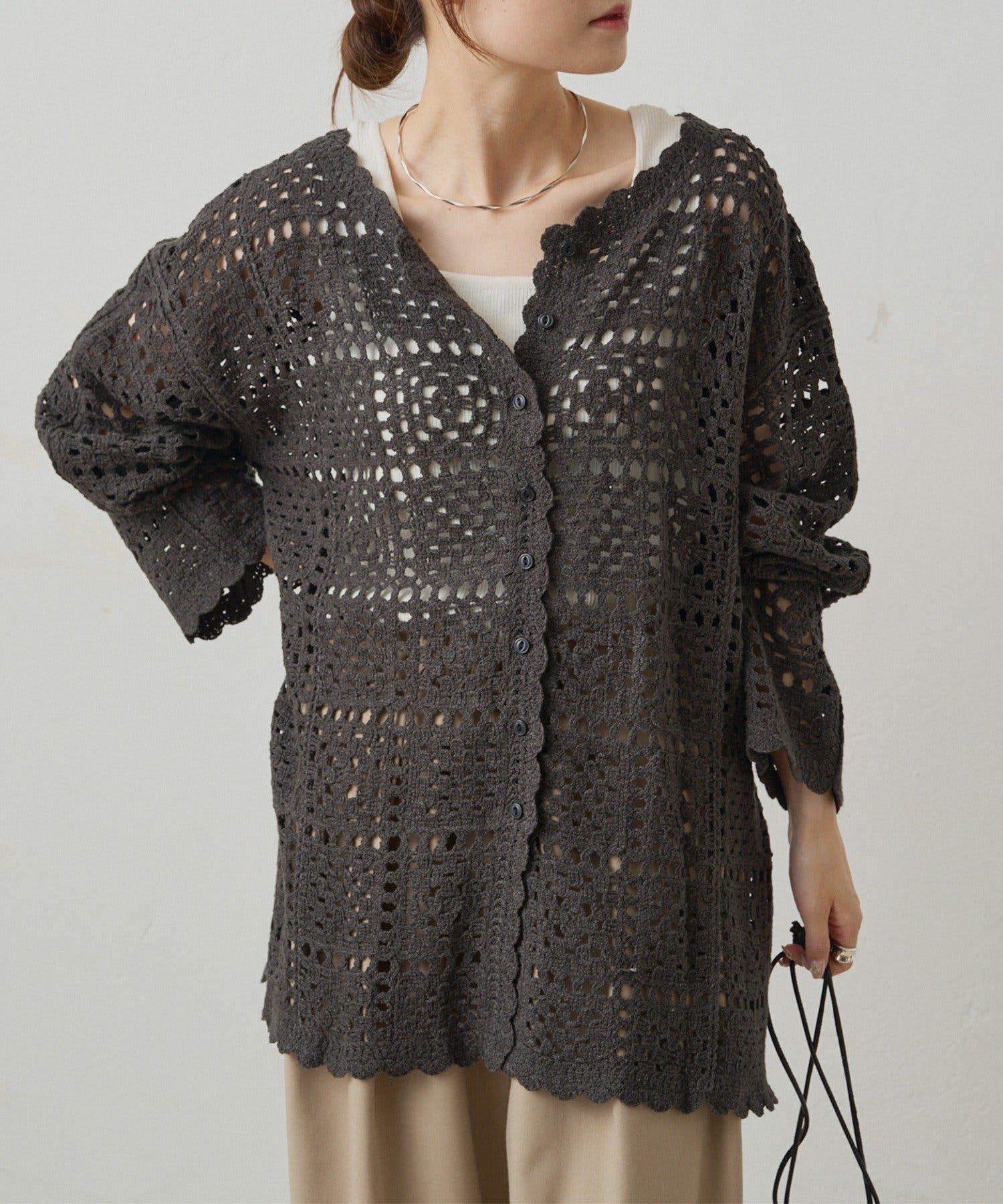 PUAL CE CIN】クロシェットニットカーディガン[品番：NCLW0016917