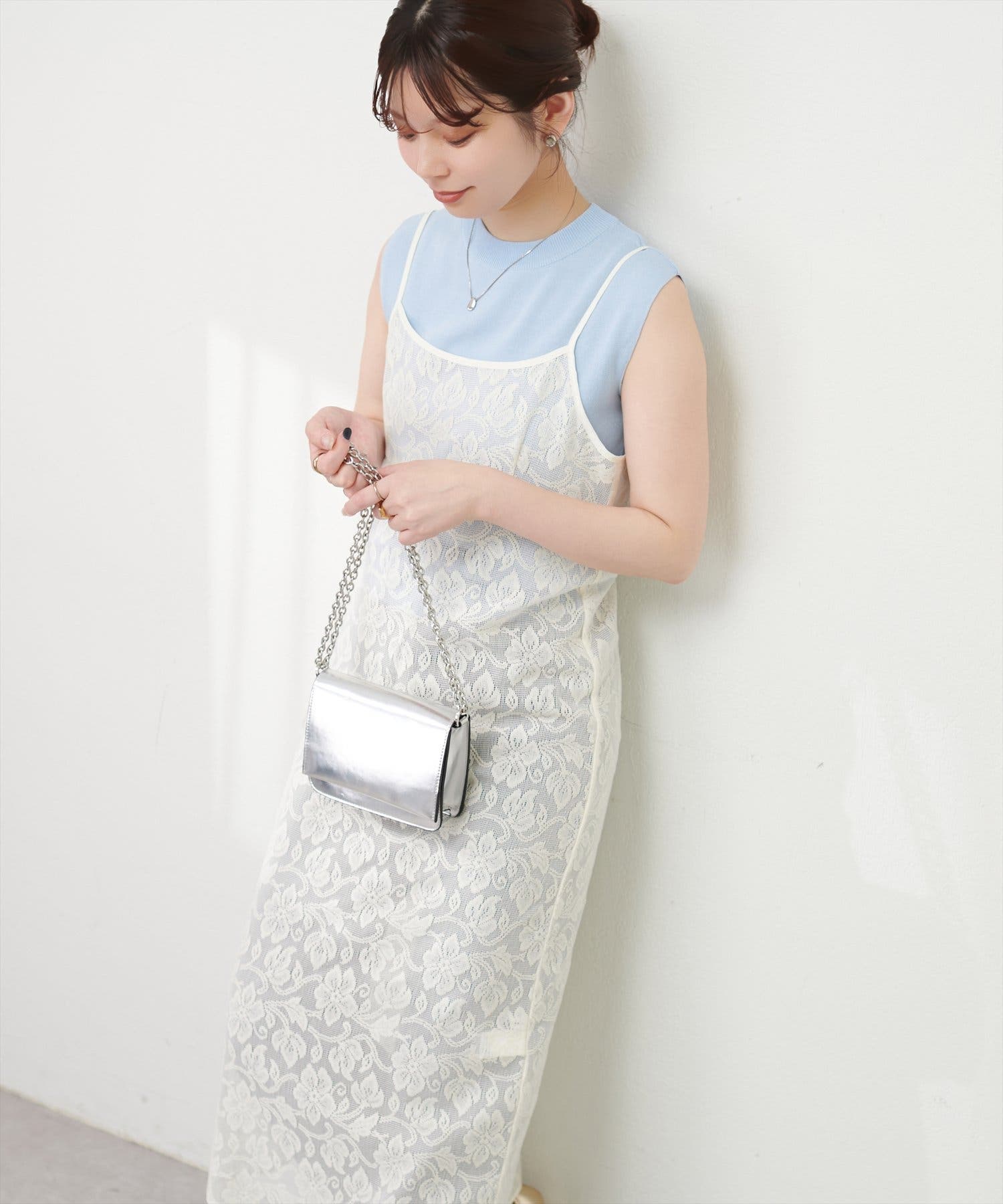 natural couture】メッシュレースキャミワンピース[品番：NCLW0018210