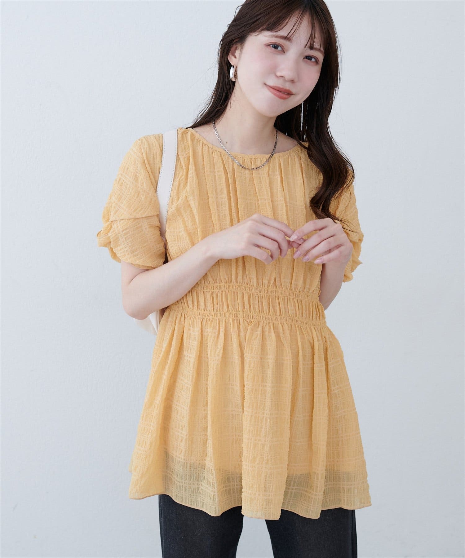 natural couture】＜osono＞ねじり袖ペプラムチュニック[品番 