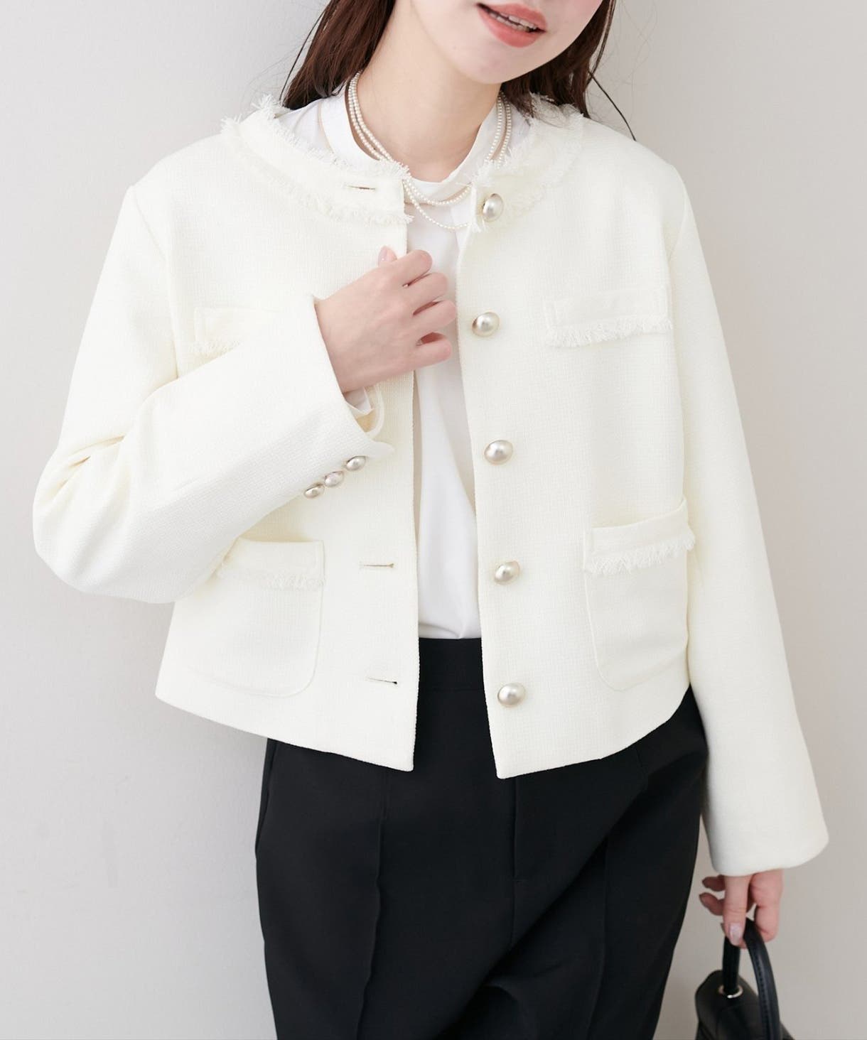 natural couture】ツイードゆったりジャケット[品番：NCLW0017998