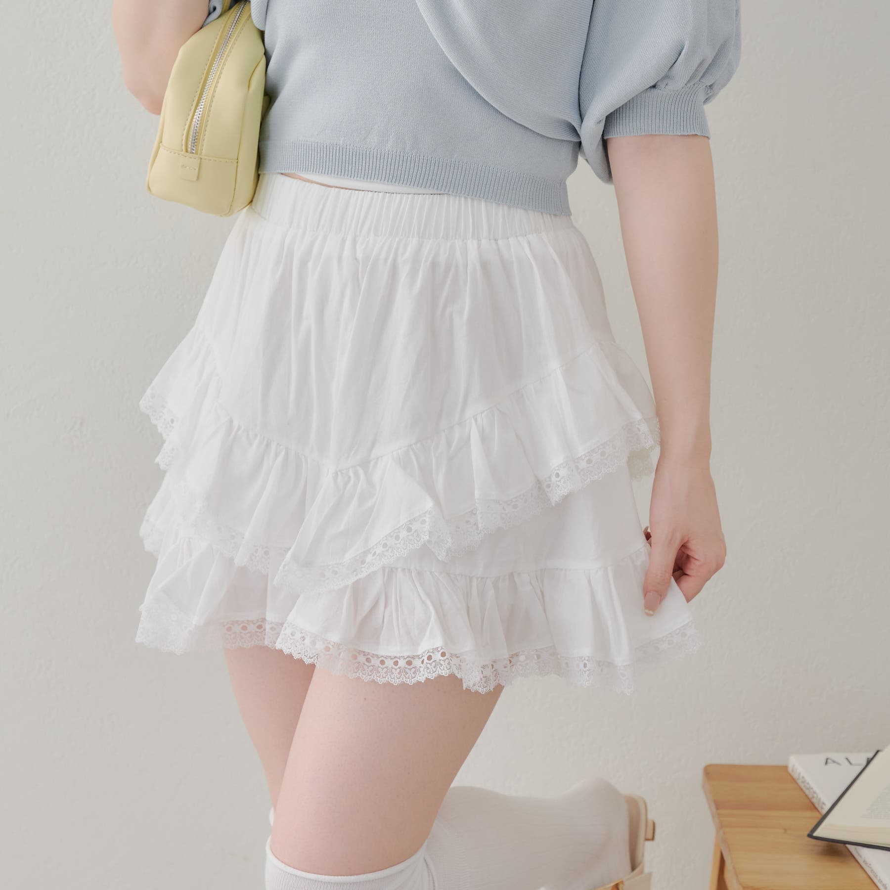 コットンミニスカート[品番：NCLW0015482]｜NICE CLAUP / OLIVE
