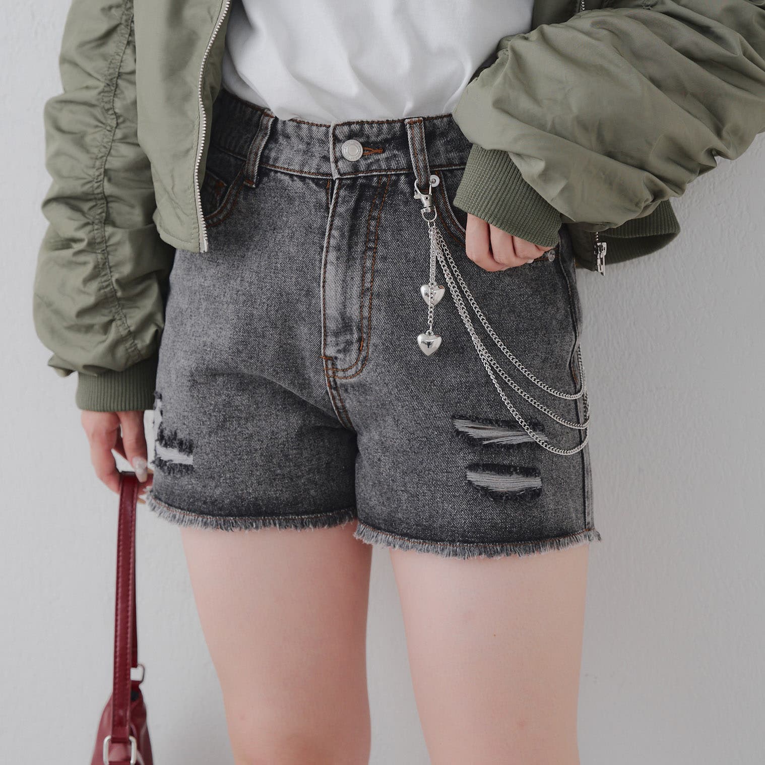 ハートチェーン付きショートパンツ[品番：OLOW0016860]｜RMAF NICE