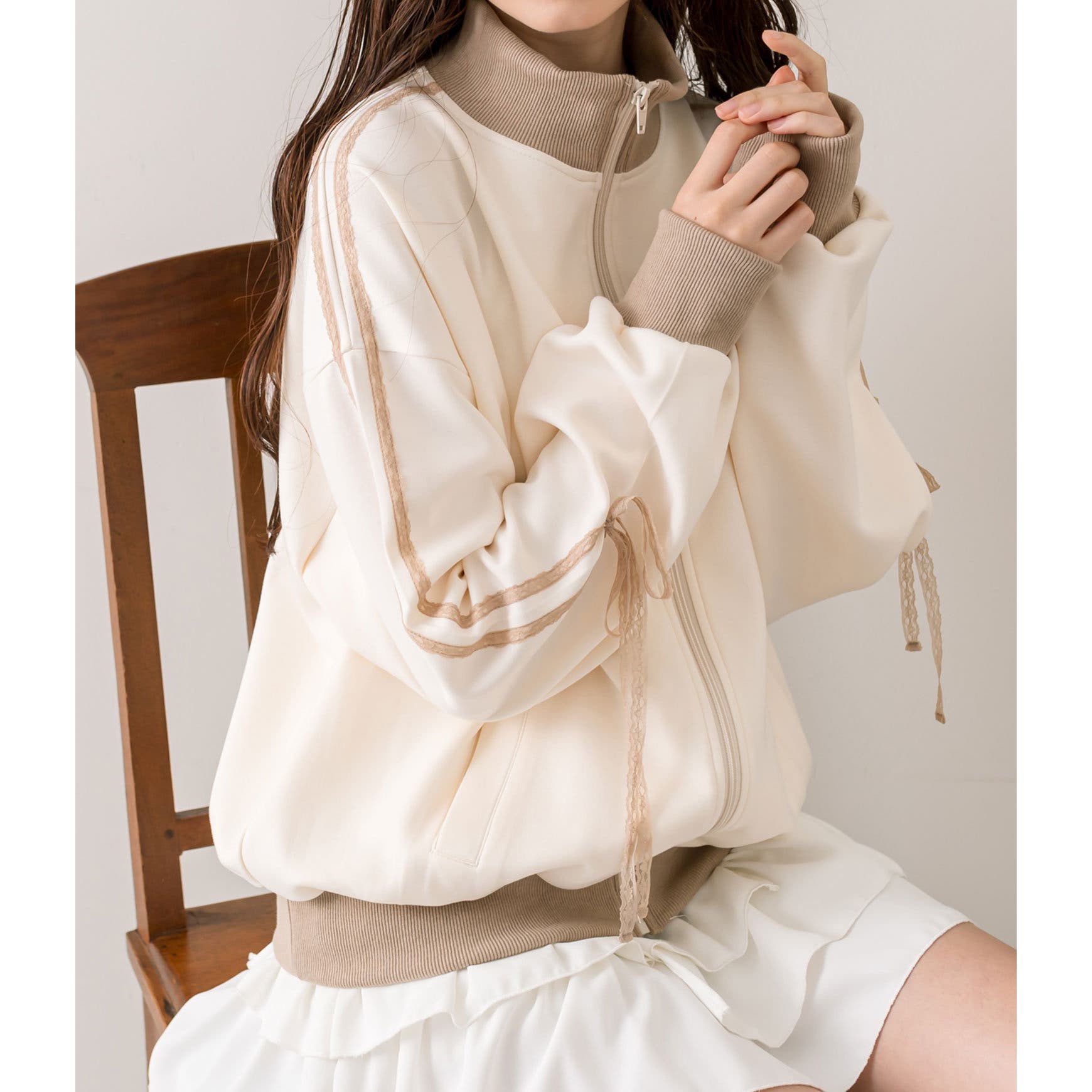 OLIVE des OLIVE】レースリボントラックジャケット[品番：NCLW0015079 