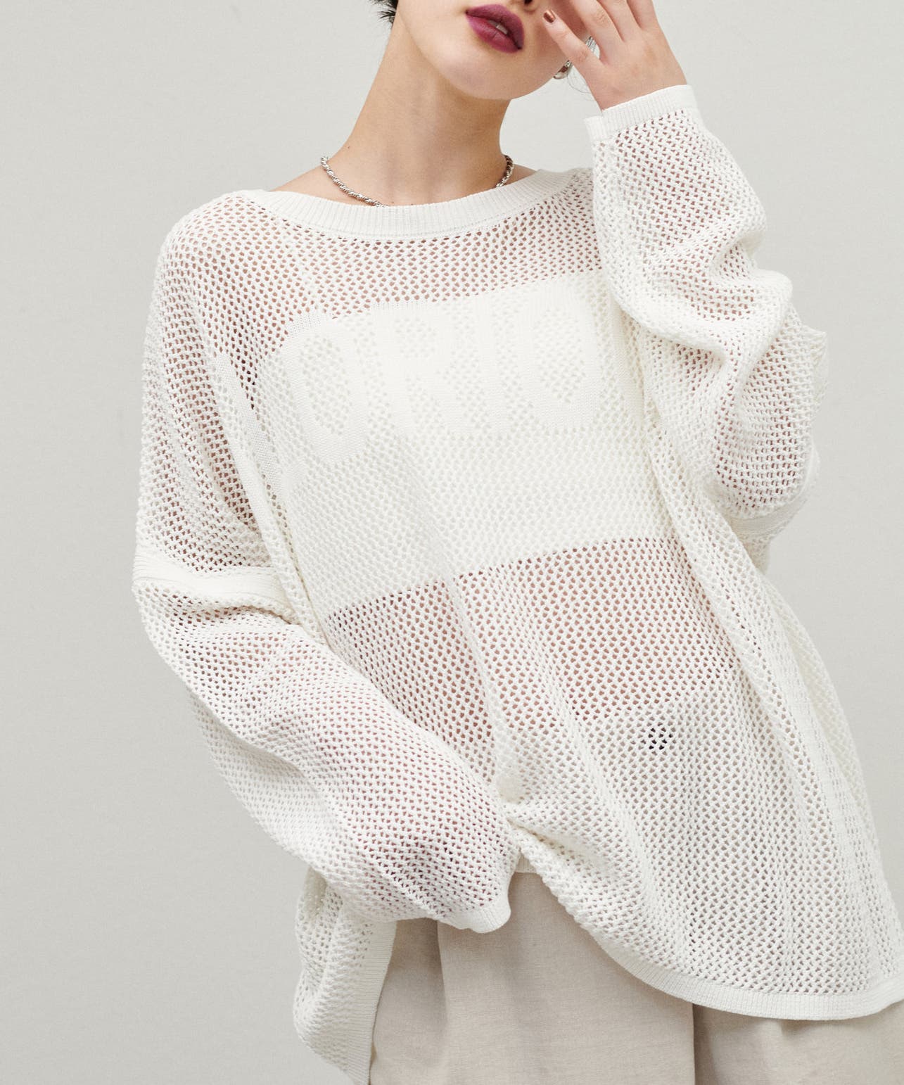 LARUTA】ロゴメッシュニットプルオーバー[品番:NCLW0014599 LARUTA】ロゴメッシュニットプルオーバー[品番:NCLW0014599