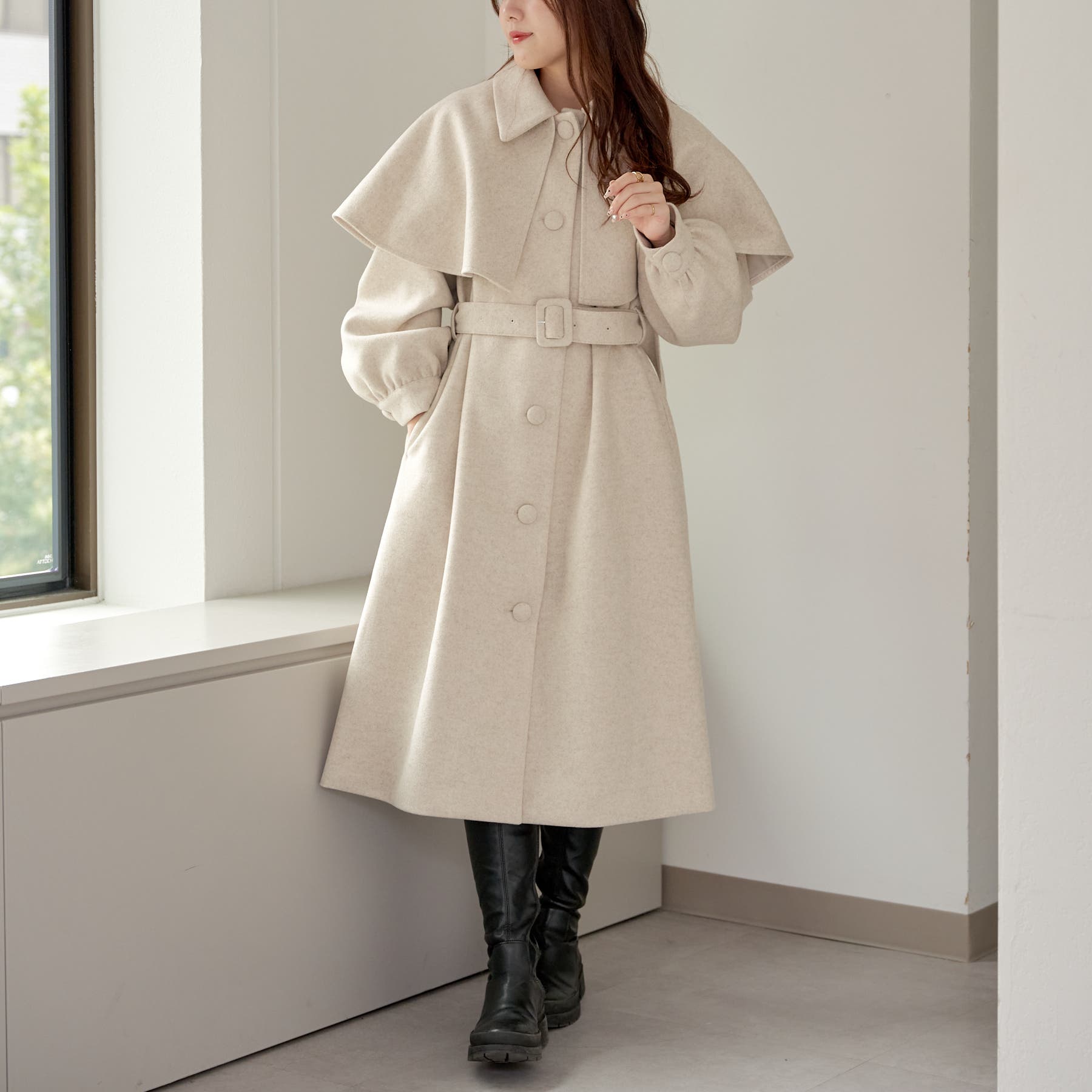 ケープ取り外し可能】シングルロングコート[品番：NCLW0016699]｜NICE