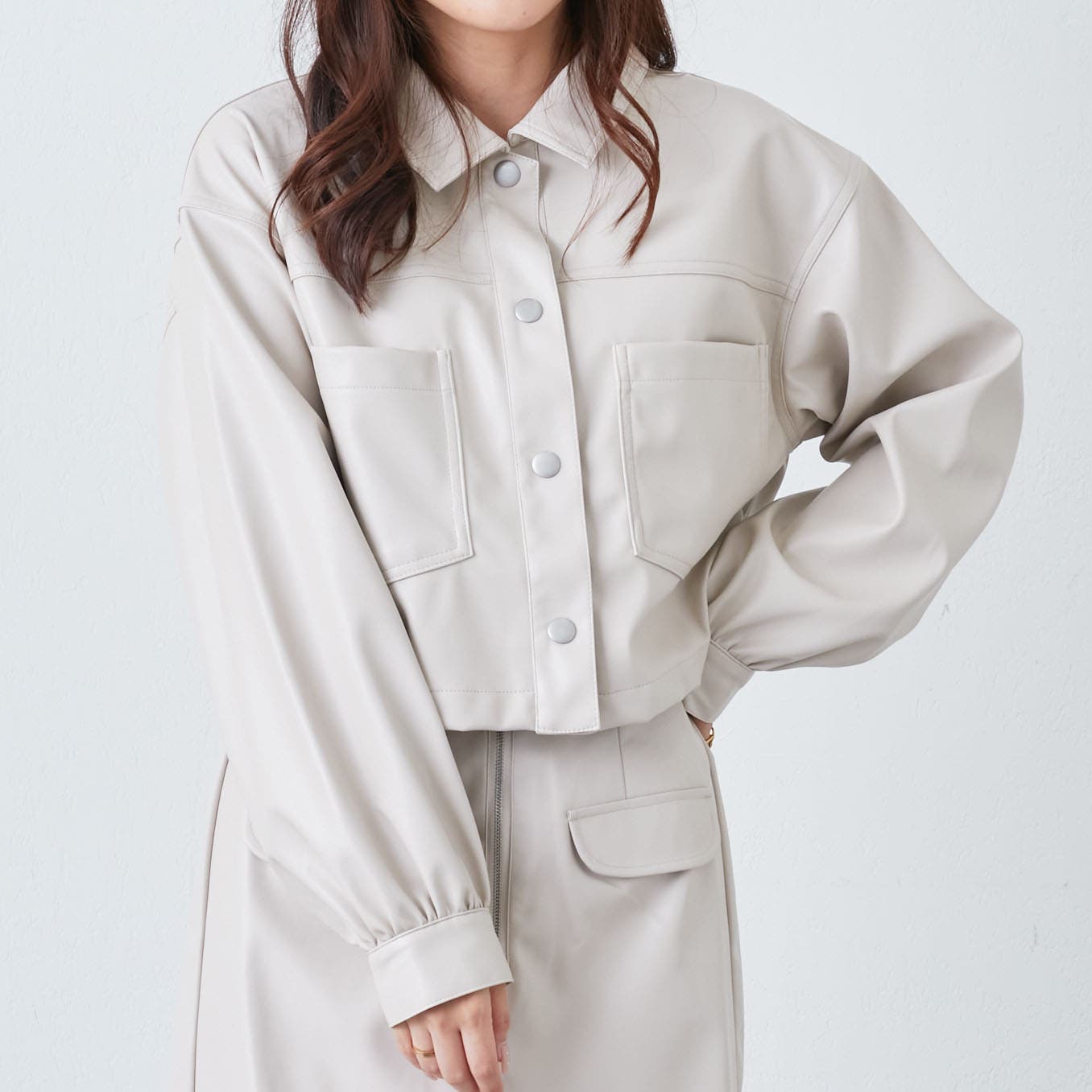 フェークレザーショートブルゾン[品番：OLOW0011223]｜RMAF NICE CLAUP