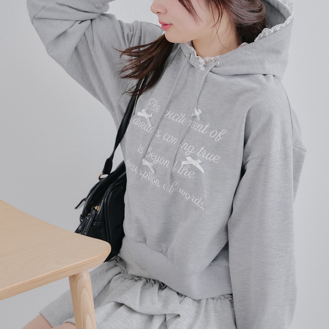 レースフードリボンパーカー[品番：NCLW0015264]｜NICE CLAUP / OLIVE 