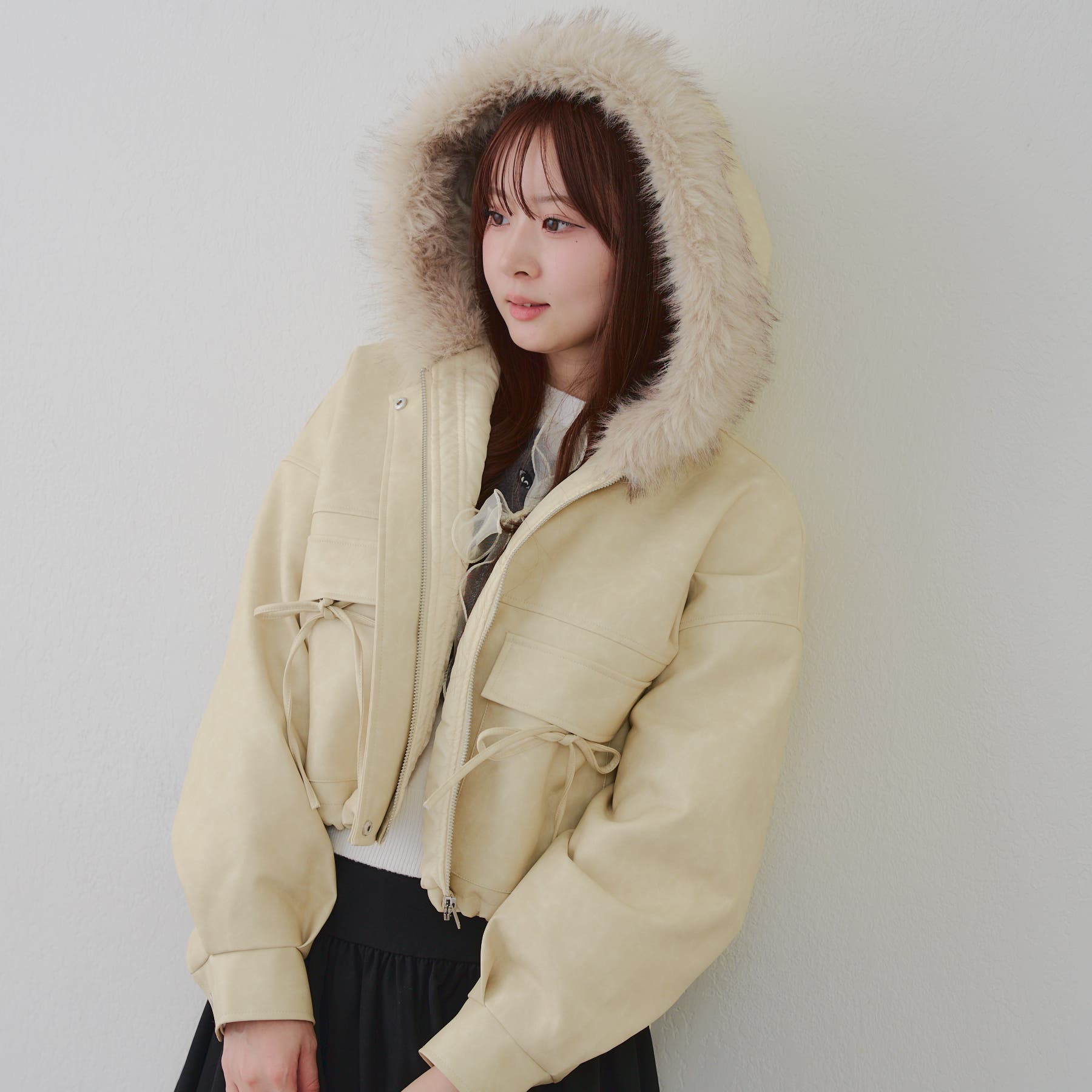 フードファーリボンブルゾン[品番：OLOW0017173]｜RMAF NICE CLAUP