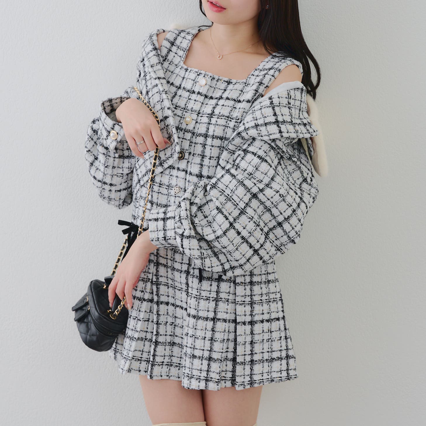 ラメツイードミニ丈ジャンスカ[品番：OLOW0017196]｜RMAF NICE CLAUP