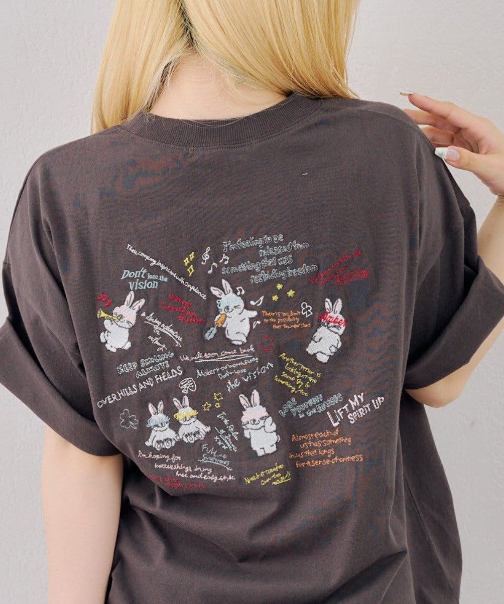 わちゃわちゃウサギ ビッグTシャツ[品番：NCLW0018118]｜NICE CLAUP