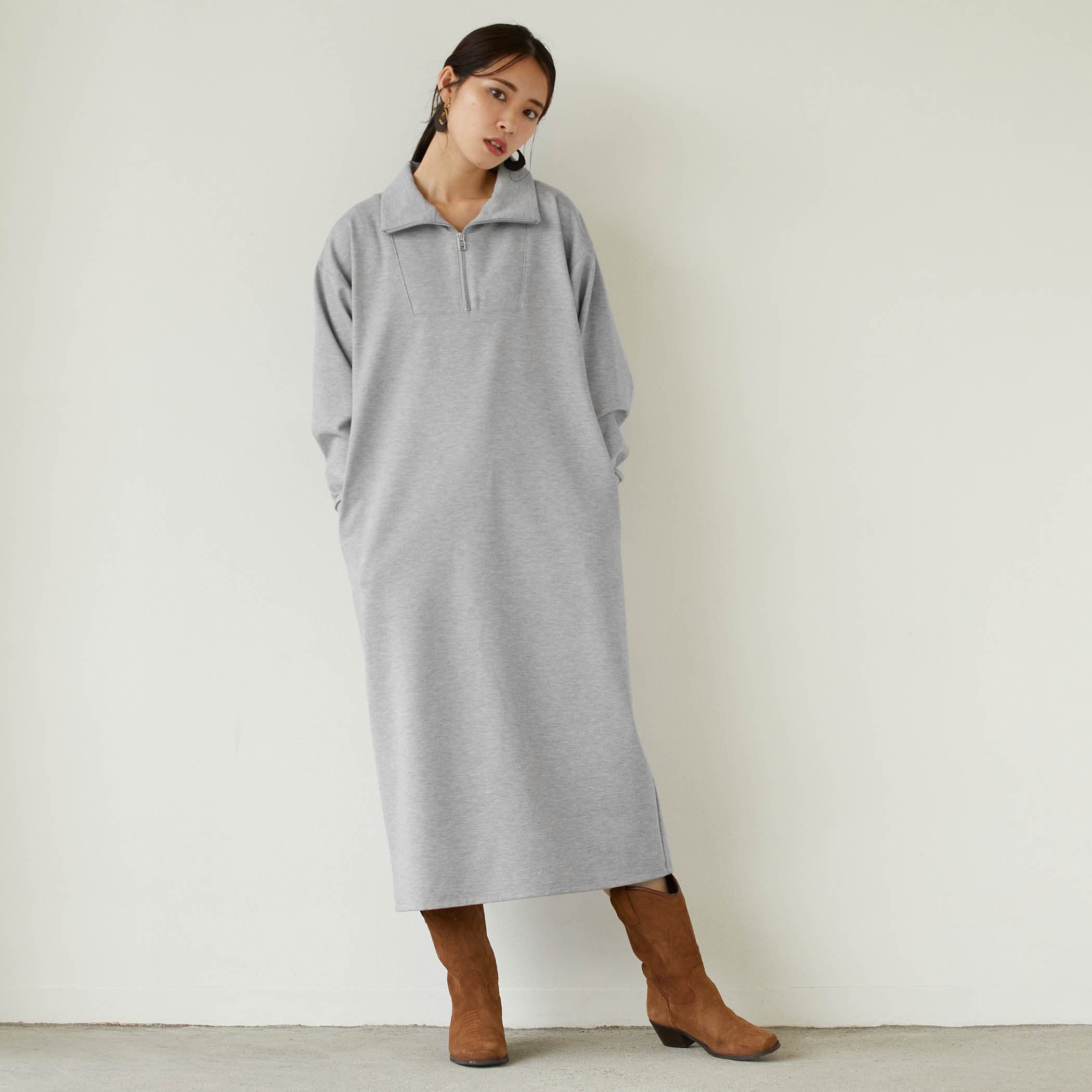 ハーフZIPスキッパーワンピース[品番：NICW0003856]｜NICOLE