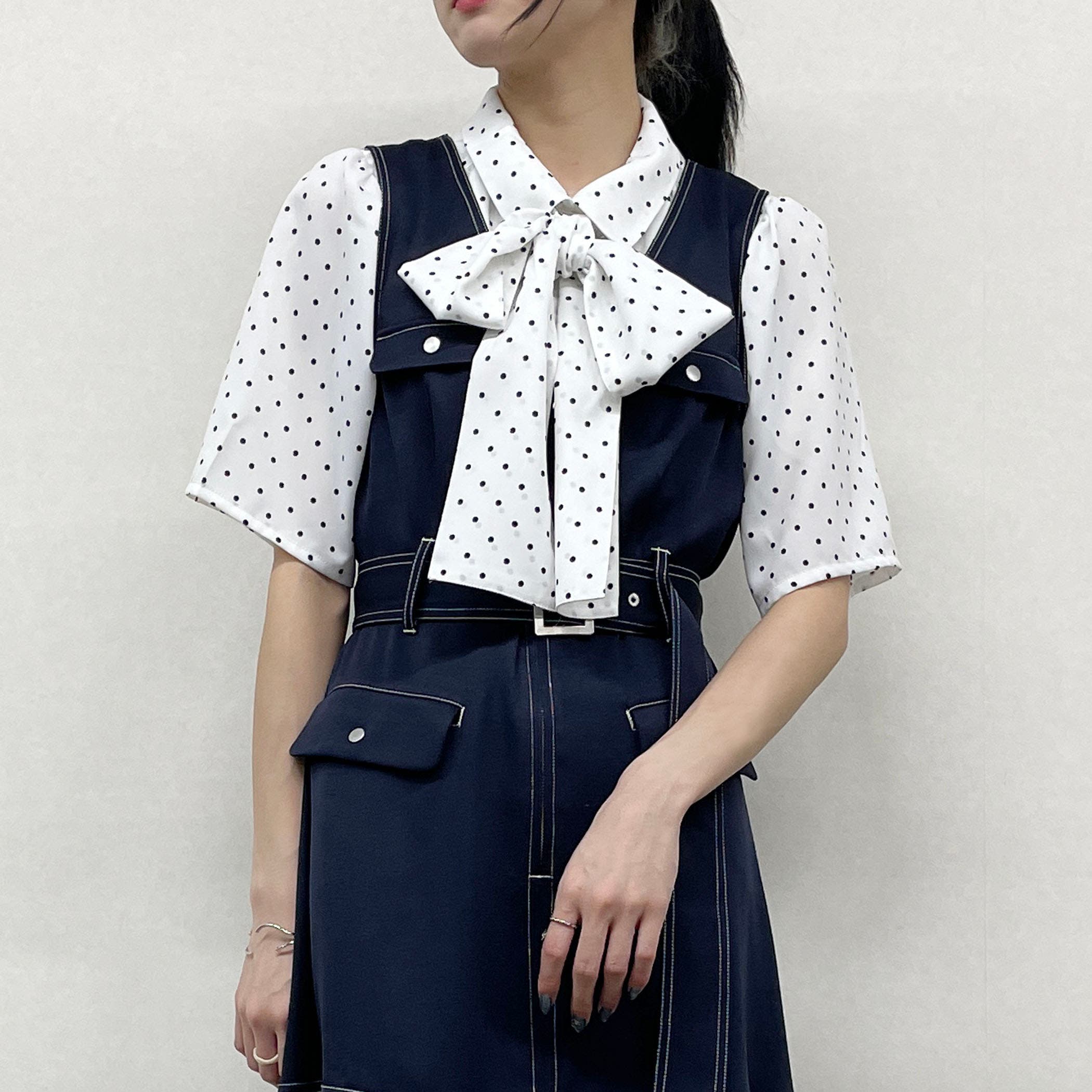 ポルカドットリボンブラウス[品番：NICW0005660]｜NICOLE