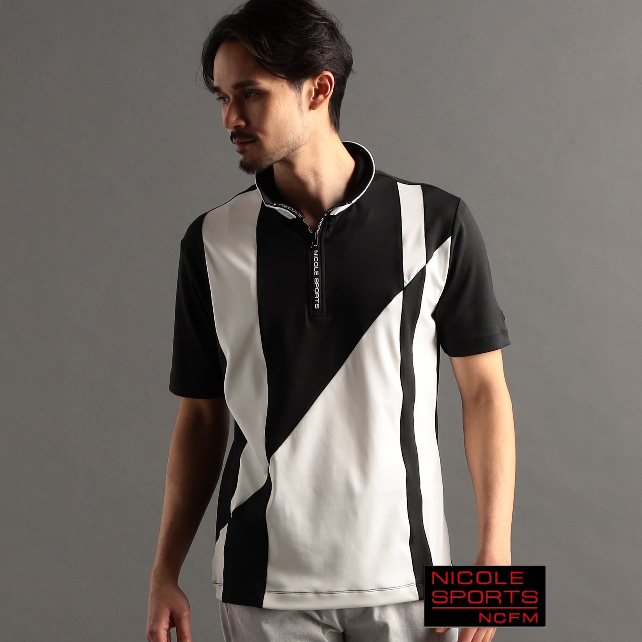 24年モデルEC限定再販売】アラカルト切替ハーフジップポロシャツ[品番