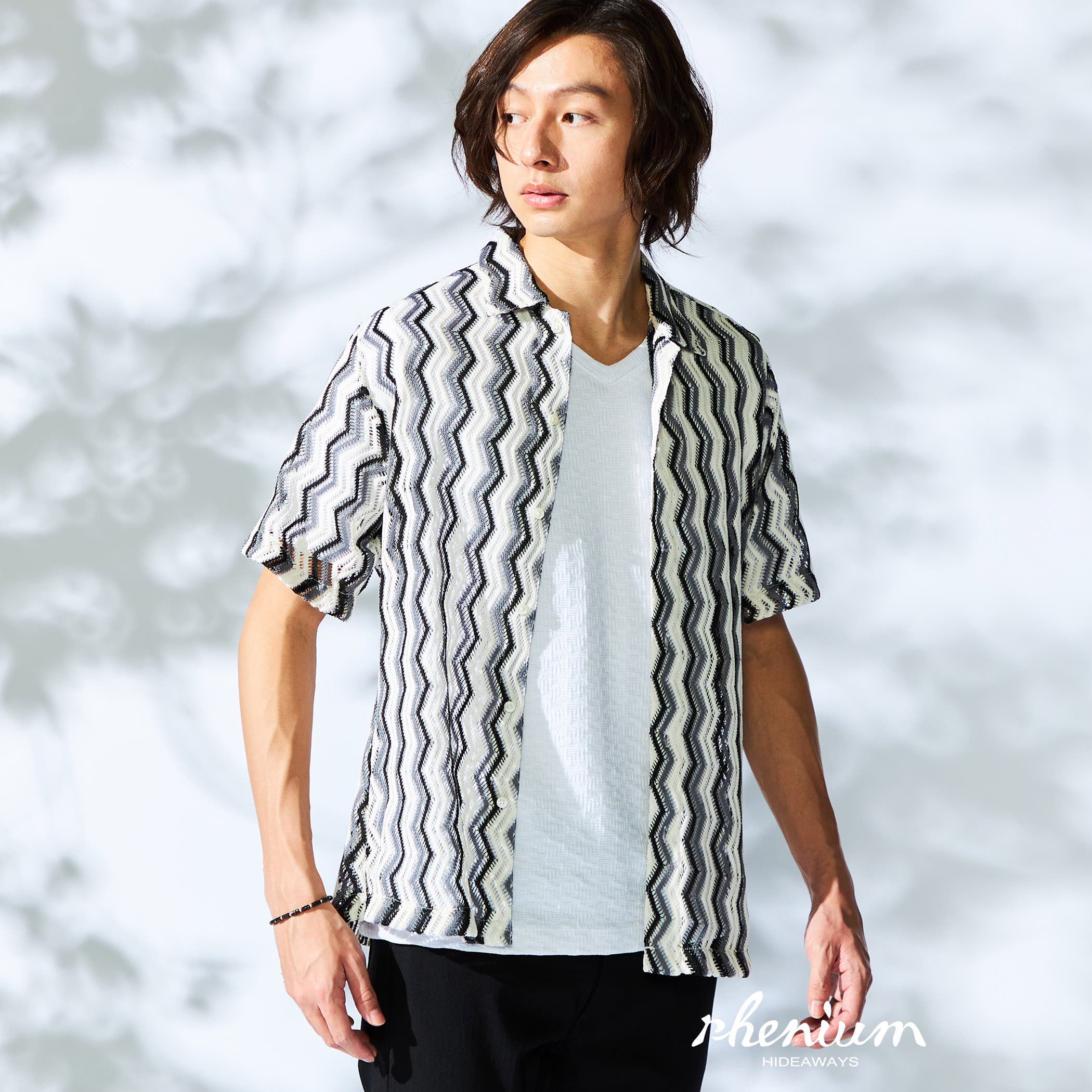 WEB限定】ラッセルジャガード半袖シャツ[品番：NICW0005604