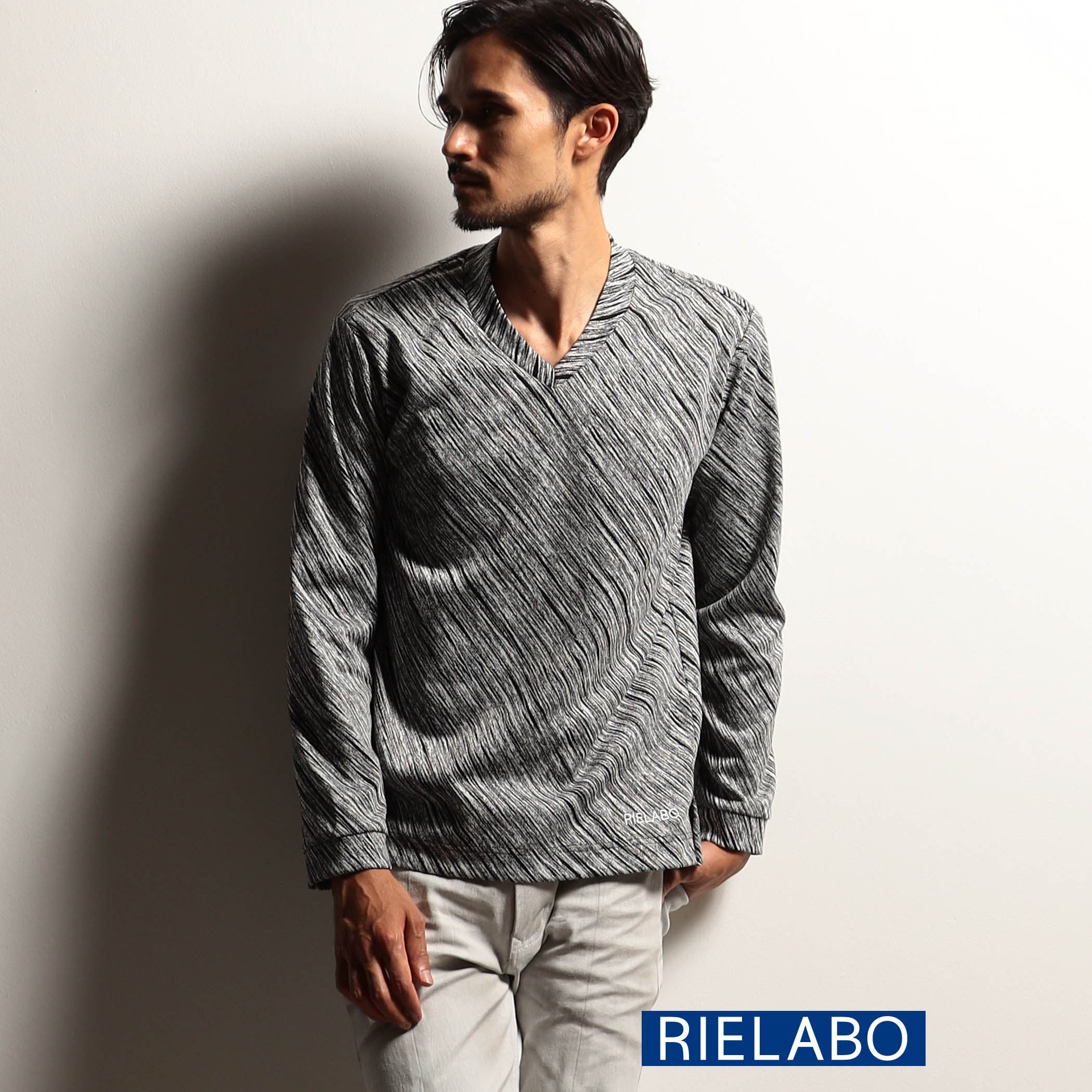 RIELABO】アラカルトパターンドレスVネックカットソー[品番 