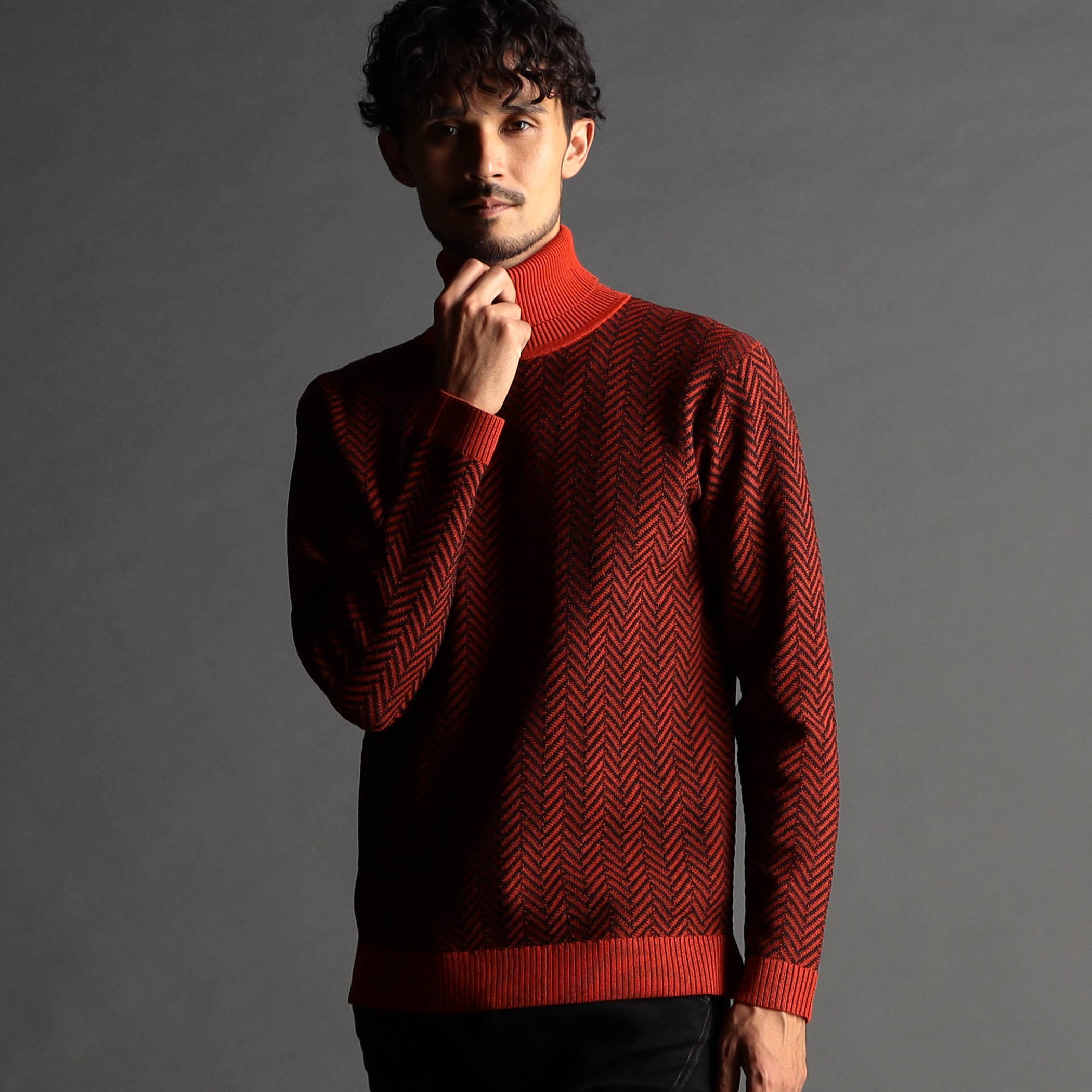 ヘリンボーン タートルネックニット[品番：NICW0006133]｜NICOLE