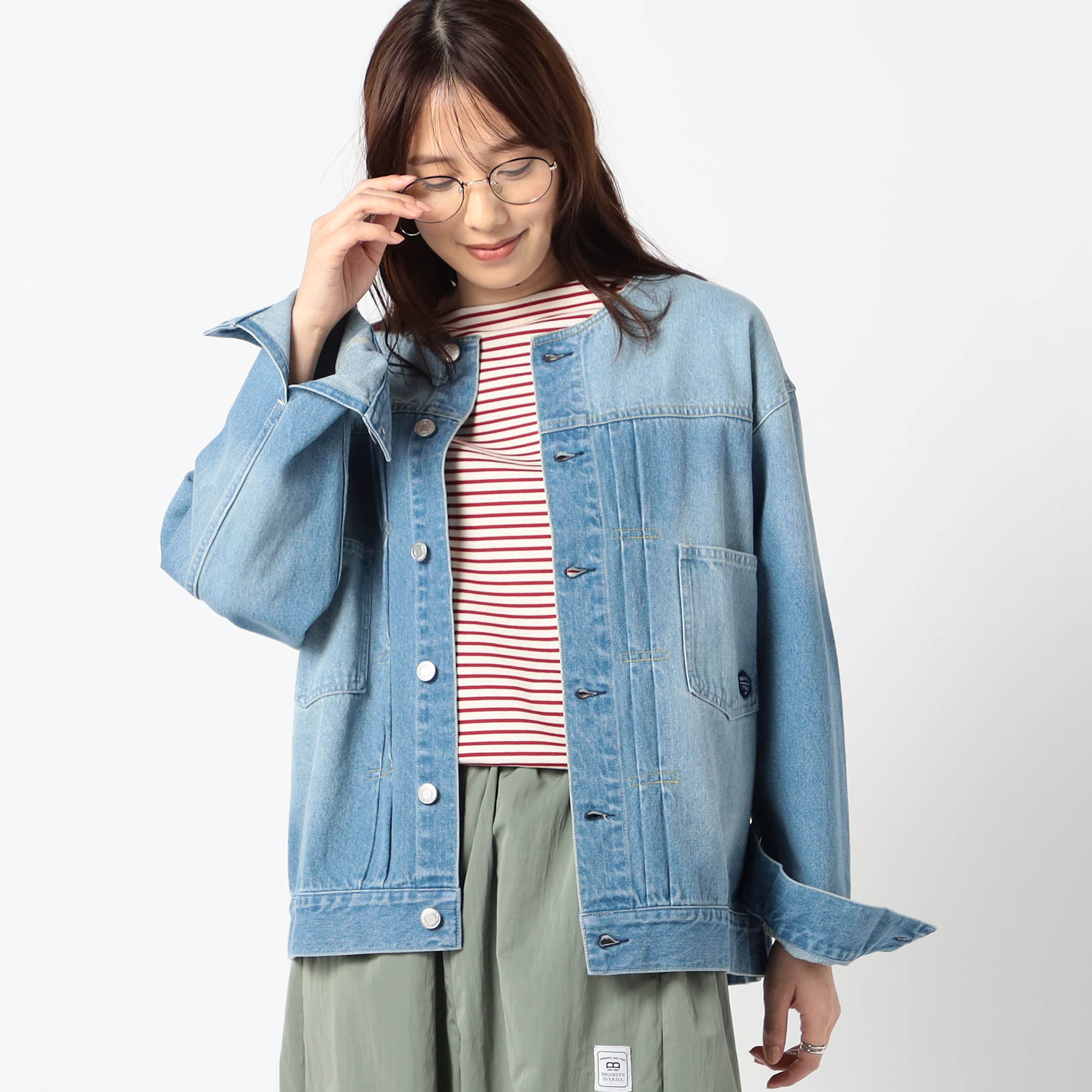 BROOKLYN OVERALL】ノーカラーデニムジャケット[品番：NICW0007449