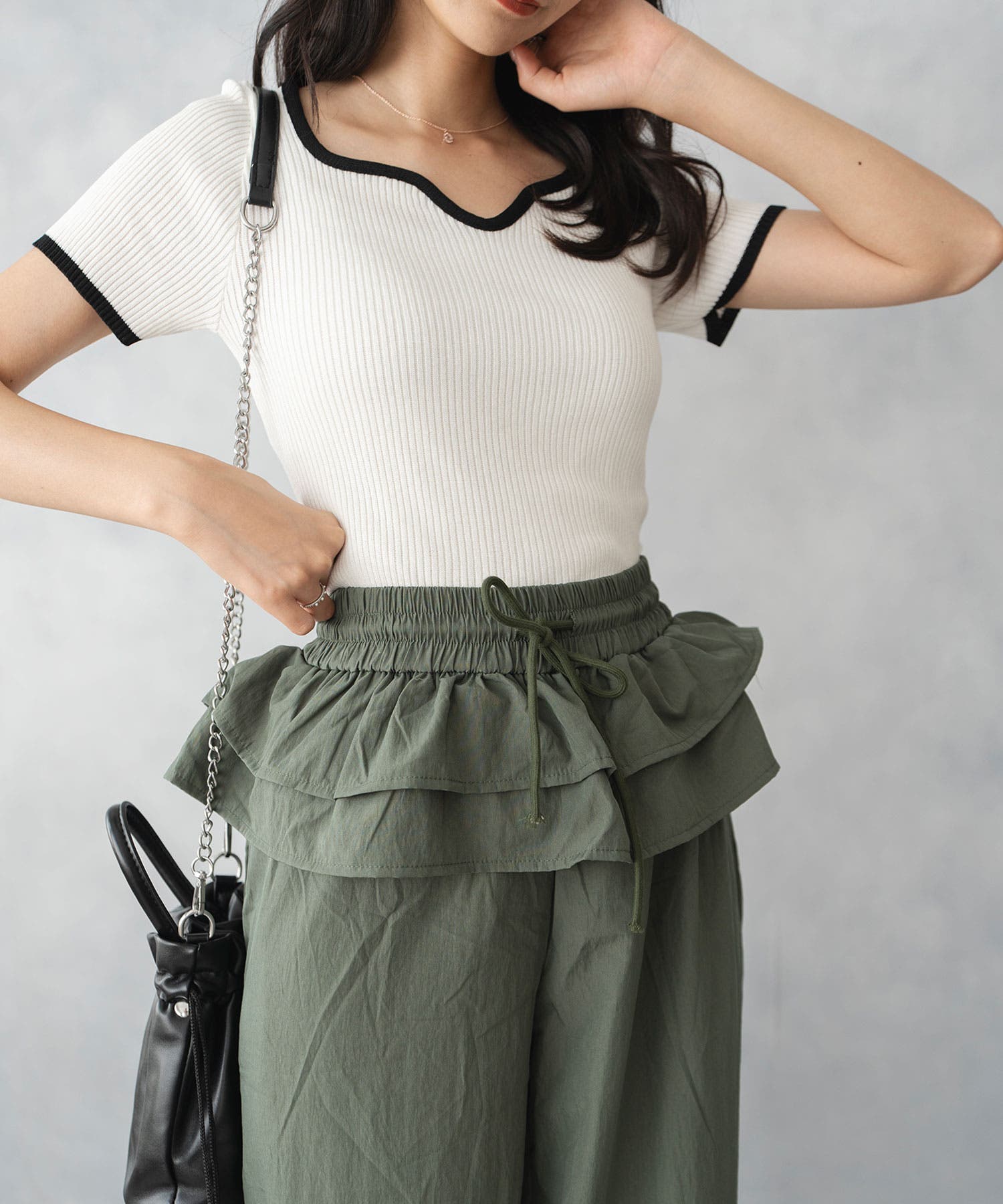 ウエスト フリル ワイドパンツ[品番：NELW0002009]｜NinaetLina