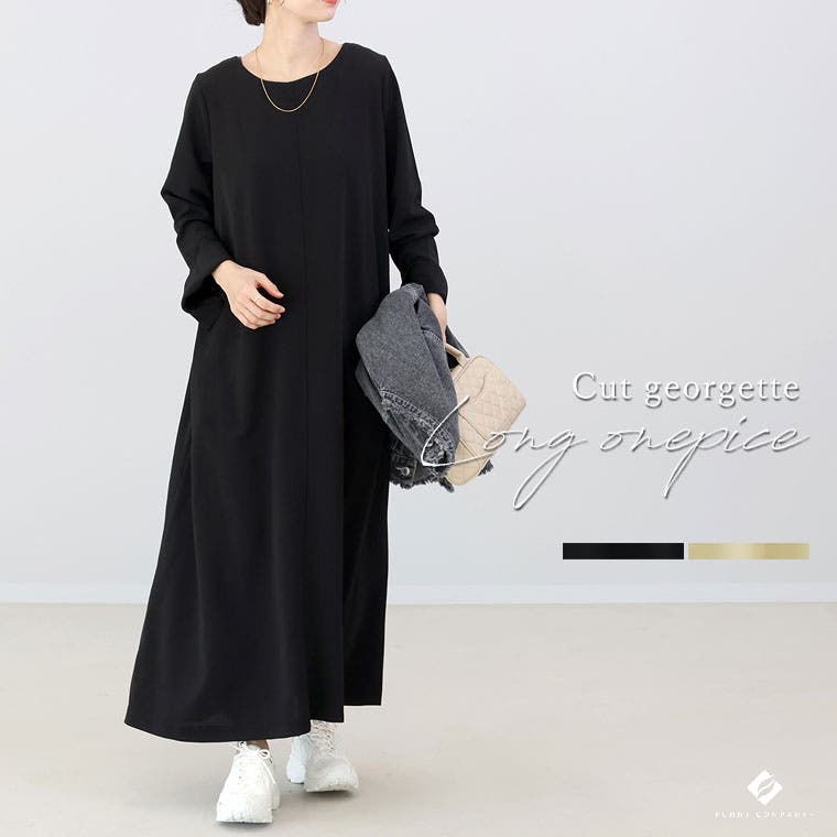 カットジョーゼットロングワンピース[品番：FNYW0003565]｜FUNNY