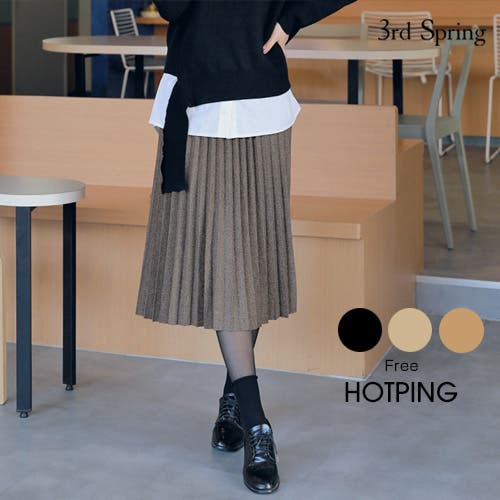 HOTPINGプリーツニットスカート韓国 韓国ファッション ボトムス