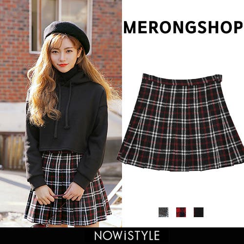 MERONGSHOPチェック柄 プリーツスカート 韓国[品番：NWIW0002370