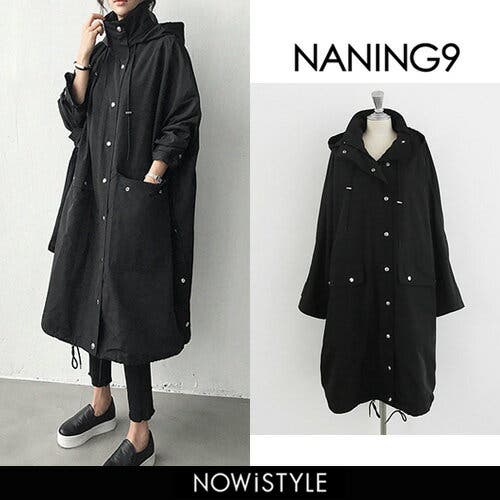 NANING9ボリュームスリーブロングトレンチコート韓国 韓国