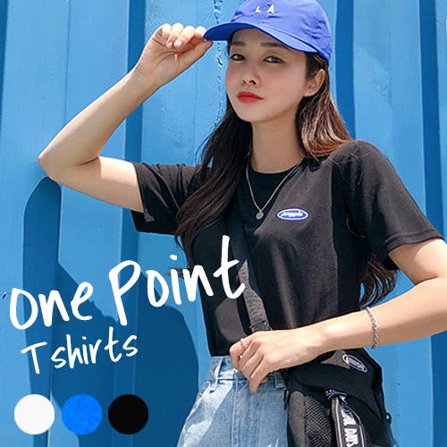 MICHYEORAワンポイントちびTシャツ韓国 韓国ファッション T