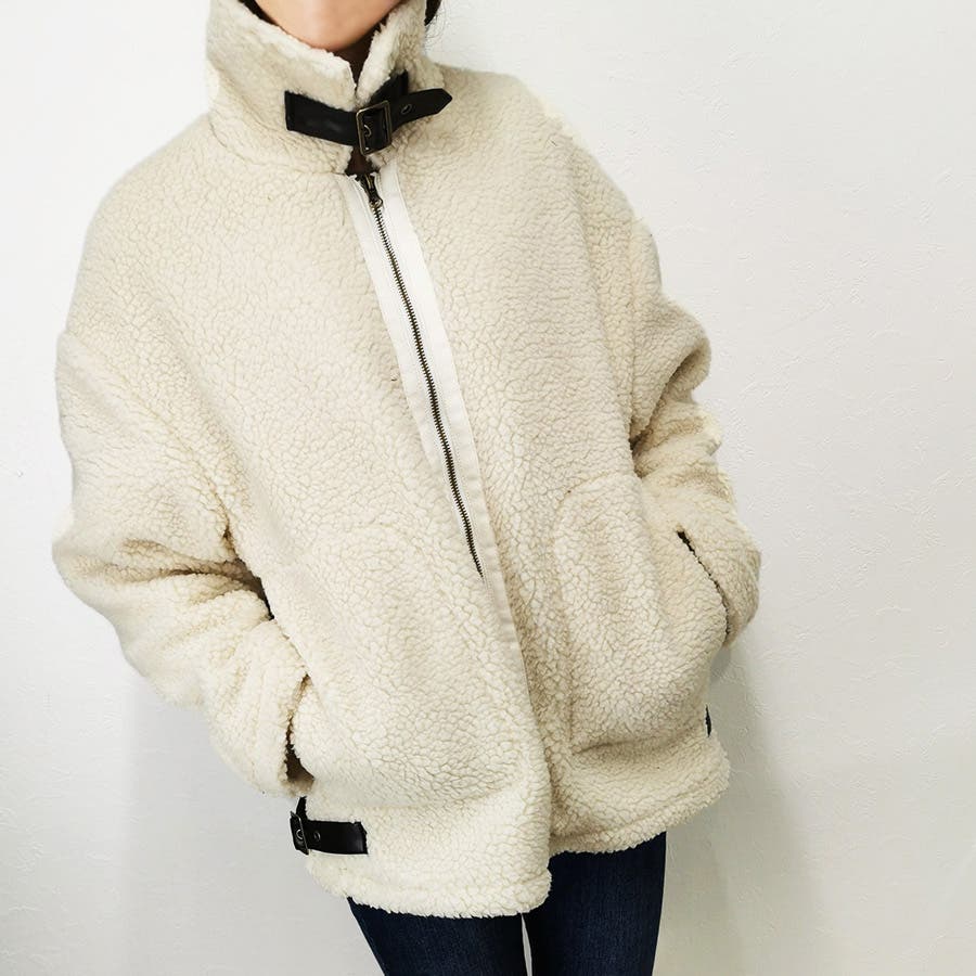 オーバーサイズボアジャケット グレー×ホワイト k158_1.jpg