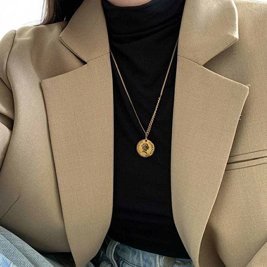 24K【CHANEL】重ね付けも☆輝くコインがお洒落 ロングネックレス CHANEL シャネル ネックレス ココマーク コインモチーフ ロング