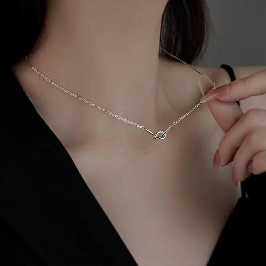 結び目デザインネックレス シルバー925 上品[品番：XL000003133 