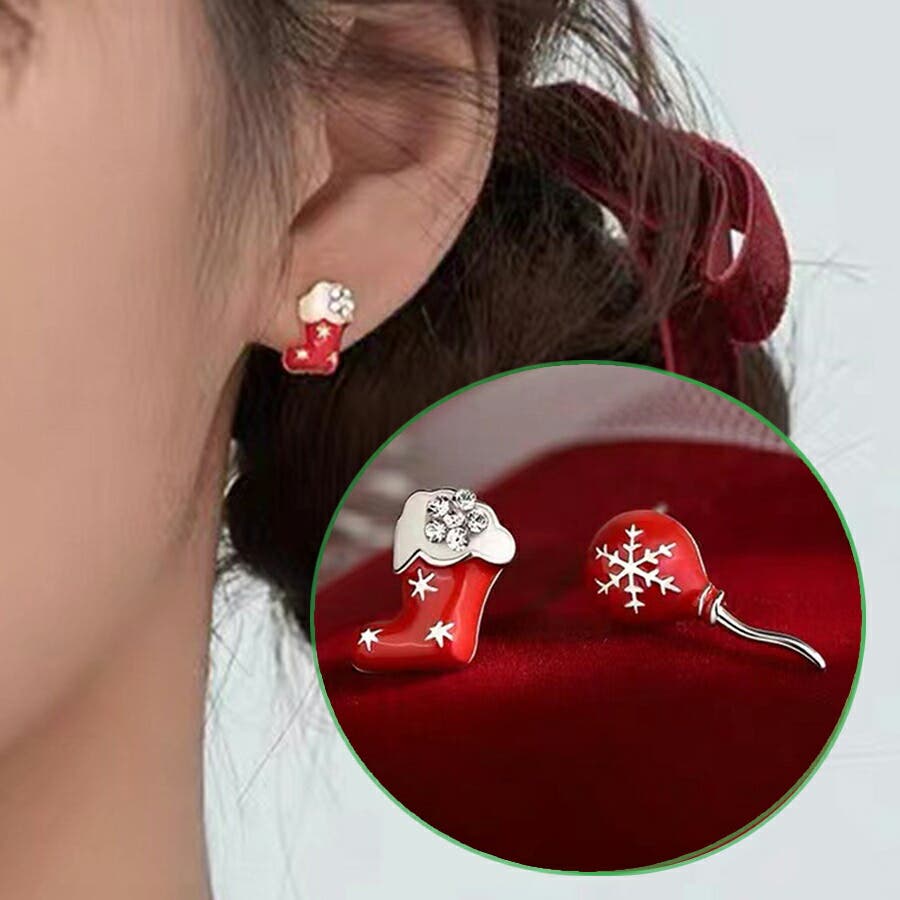 クリスマス　ブーツピアス クリスマスモチーフピアス ブーツ シルバー925[品番：XL000002767