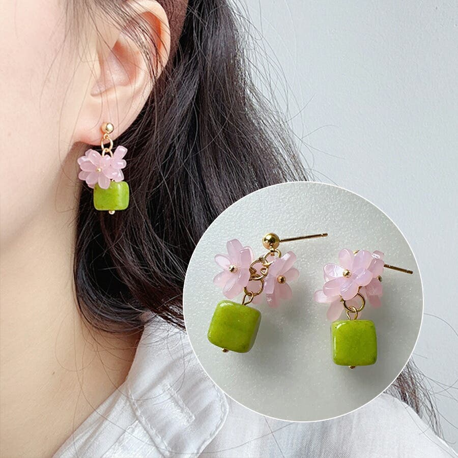 桜モチーフデザインピアス ピンク 桜餅[品番：XL000003388]｜SLENDER