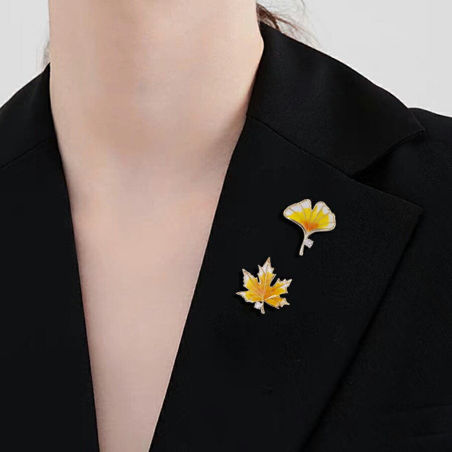 カエデの葉 イチョウの葉 ブローチピン[品番：XL000002867