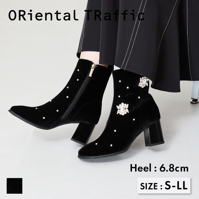 【良品】ORiental TRaffic/ブーツ/ブラウン/茶色/24.5cm ORiental TRaffic ソフトレザーメタリックラインブーツ/31409