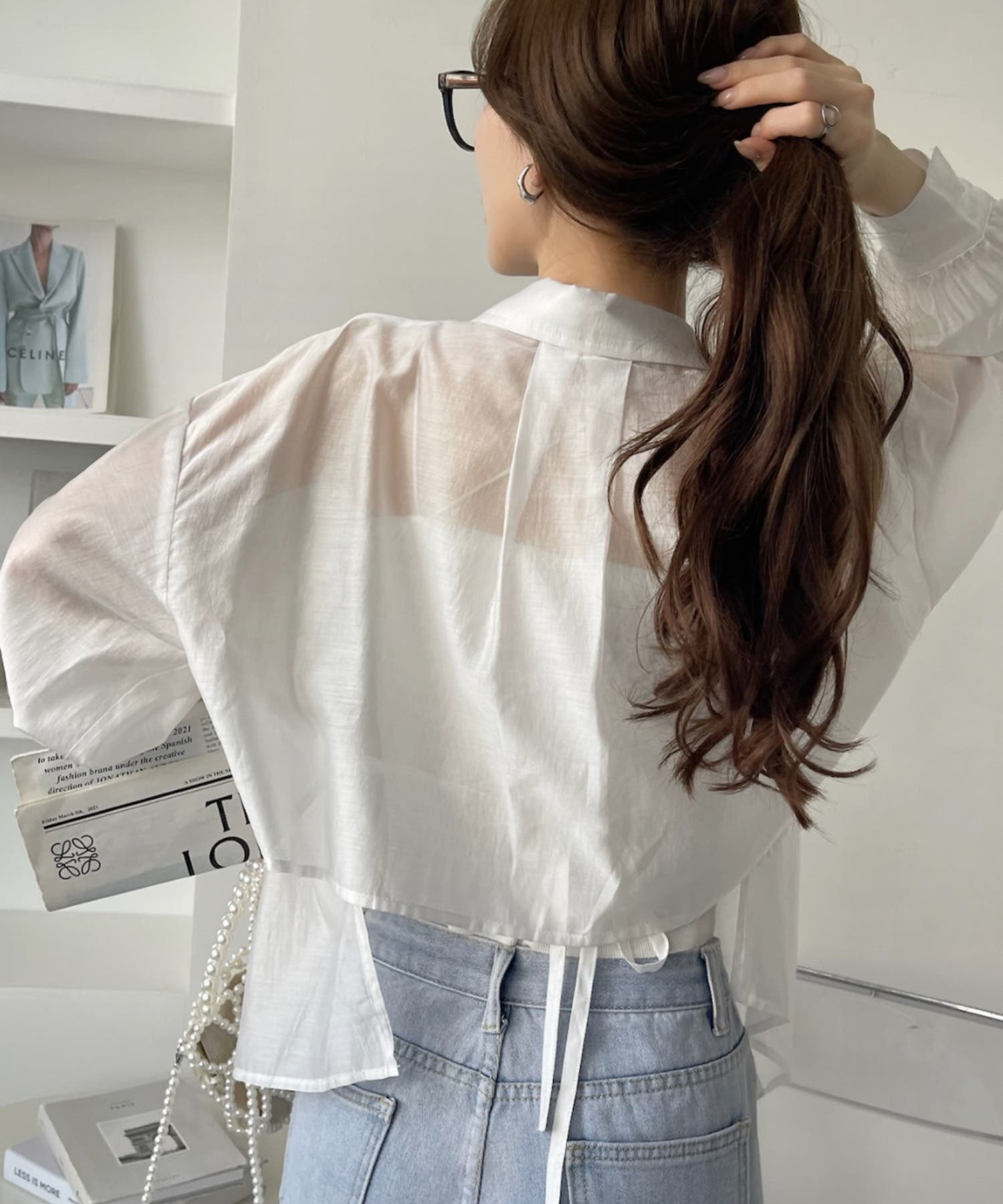 シェリエ バックロングシアーデザインシャツ
