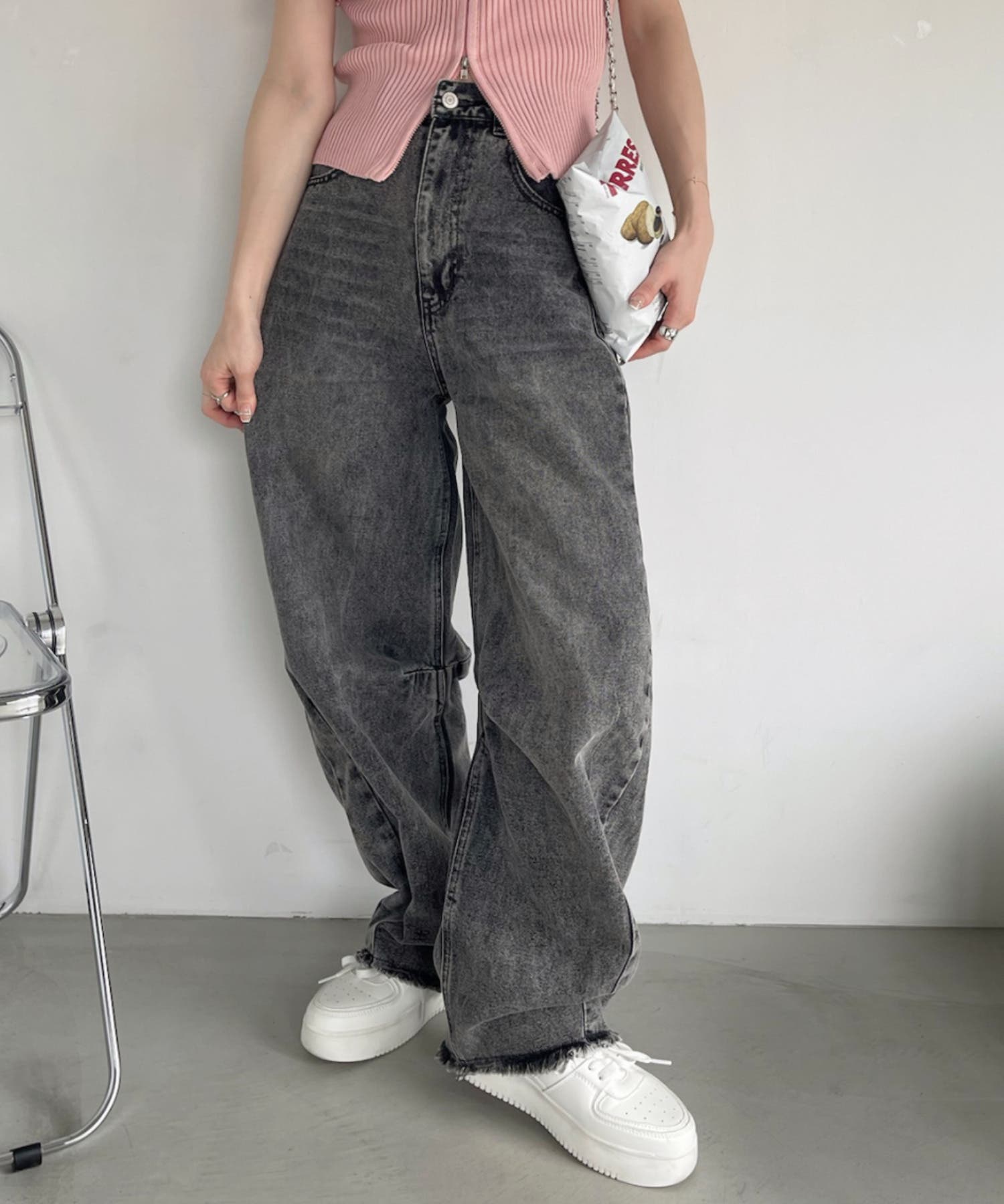 暮らしに便利なアイテム 裾フリンジデニムカーゴパンツ[品番：ORGW0008734]｜Ada パンツ