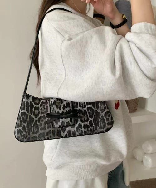 柄アソート リボンデザイン ワンハンドルバッグ レオパード 千鳥柄