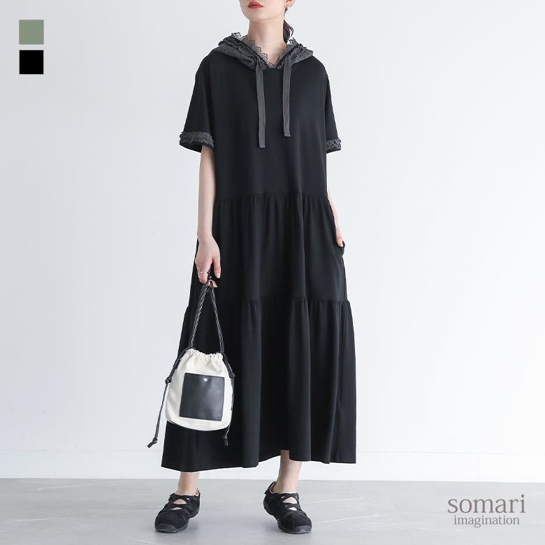 ワンピース 半袖 五分袖[品番：MITW0018257]｜osharewalker（オシャレ