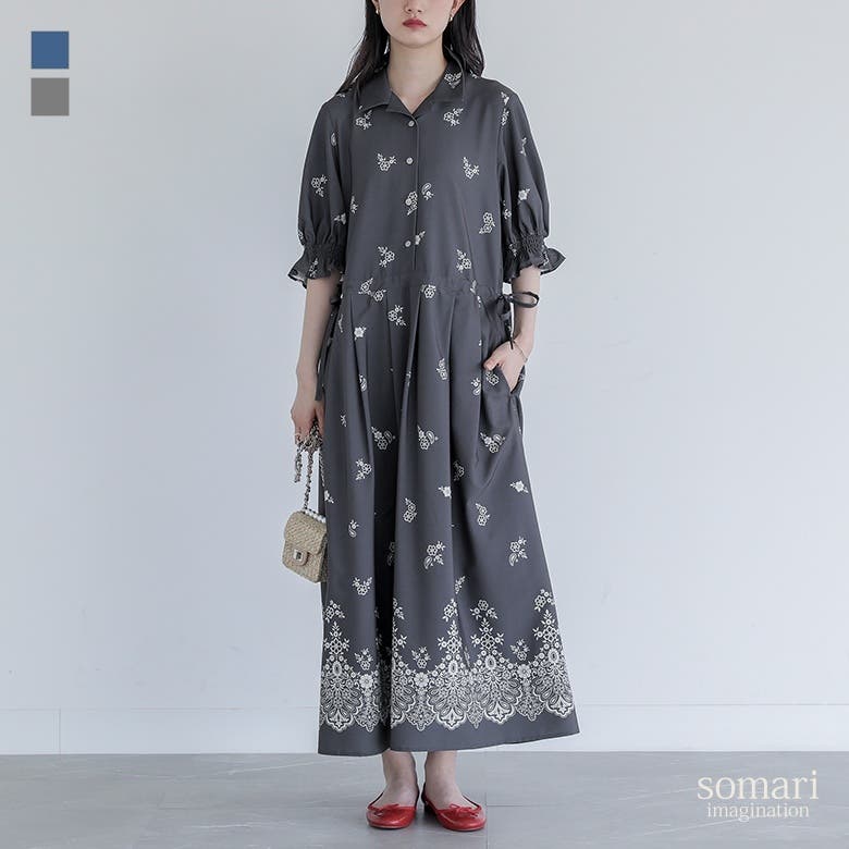 somari imagination花柄プリント半袖ワンピース [品番