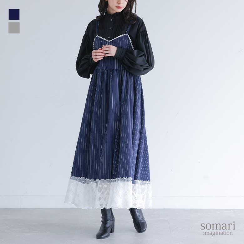 somari imaginationピンストライプキャミワンピース [品番