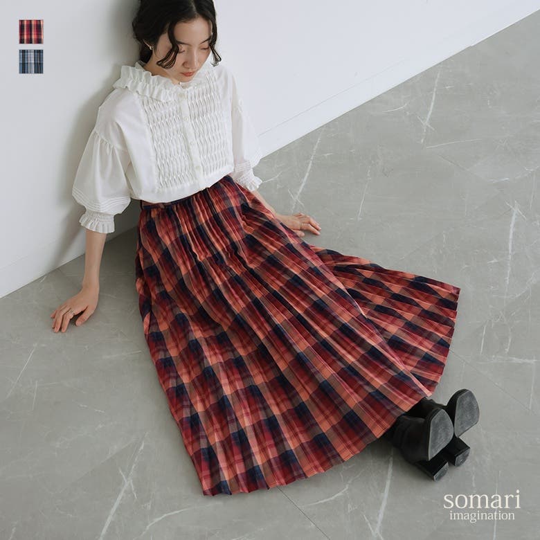 すぐったレディース福袋 somari imaginationチェック柄プリーツスカート』[品番 スカート