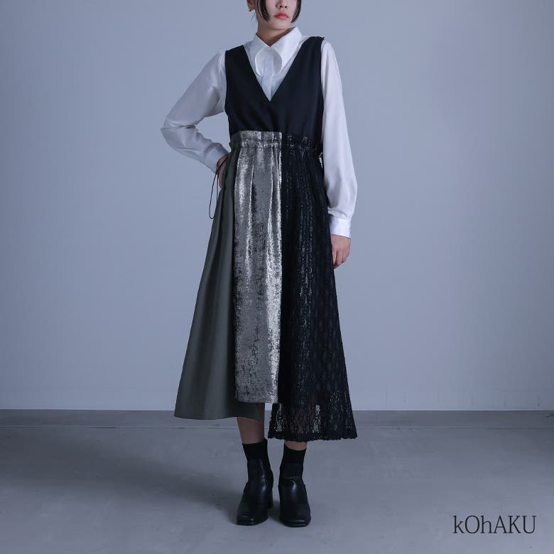 kOhAKU異素材切替ジャンスカ[品番：MITW0017541]｜osharewalker