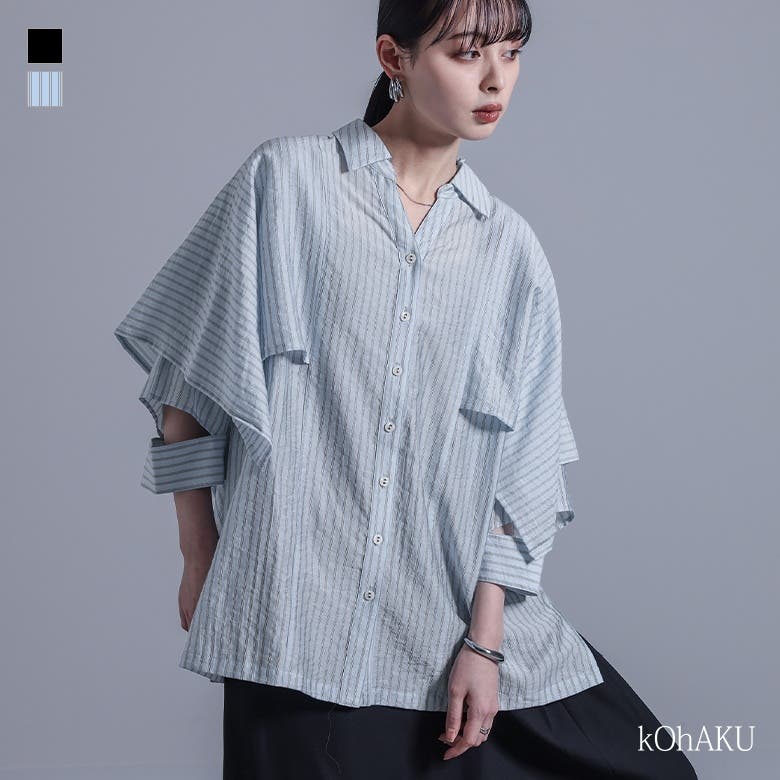 kOhAKU変形袖シャツ[品番：MITW0017230]｜osharewalker