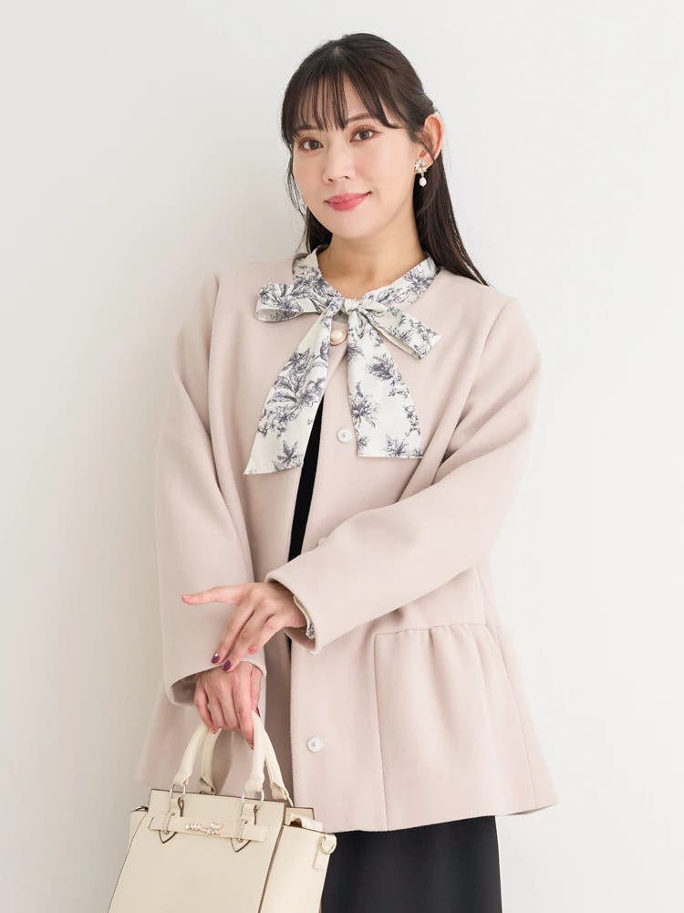Re-J&SUPURE｜【WEB限定】ファーティペット付きペプラムコート