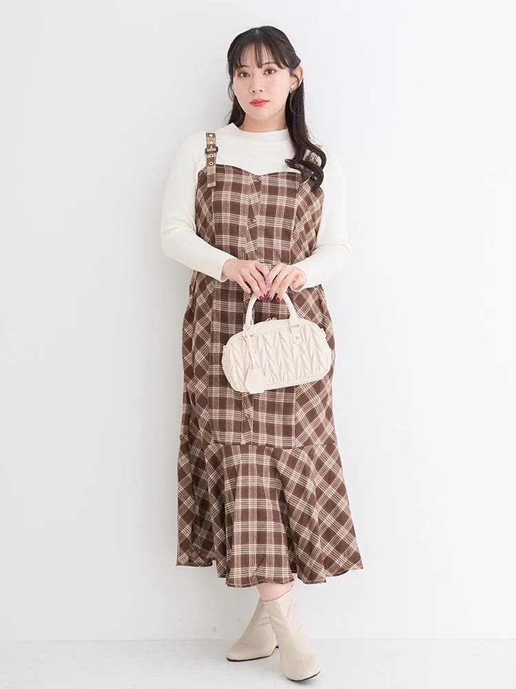 WEB限定】チェック柄マーメイドジャンパースカート[品番：PLMW0012939
