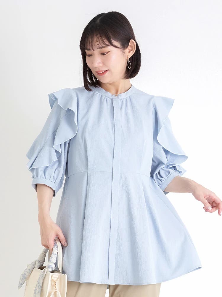 WEB限定】ラッフルフリルスリーブチュニック[品番：PLMW0014119