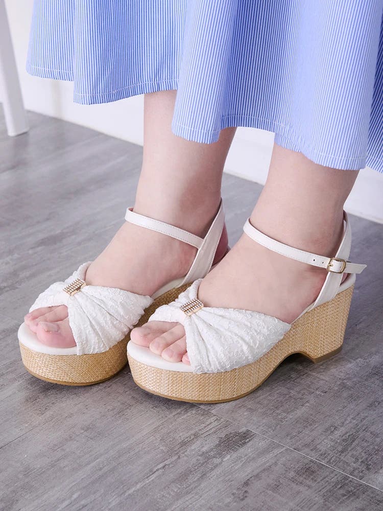 la farfa SHOES/ラ・ファーファシューズ】リボン厚底サンダル[品番