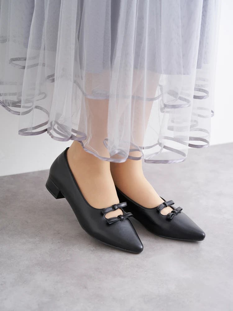 la farfa SHOES/ラ・ファーファシューズ】ダブルリボンパンプス[品番
